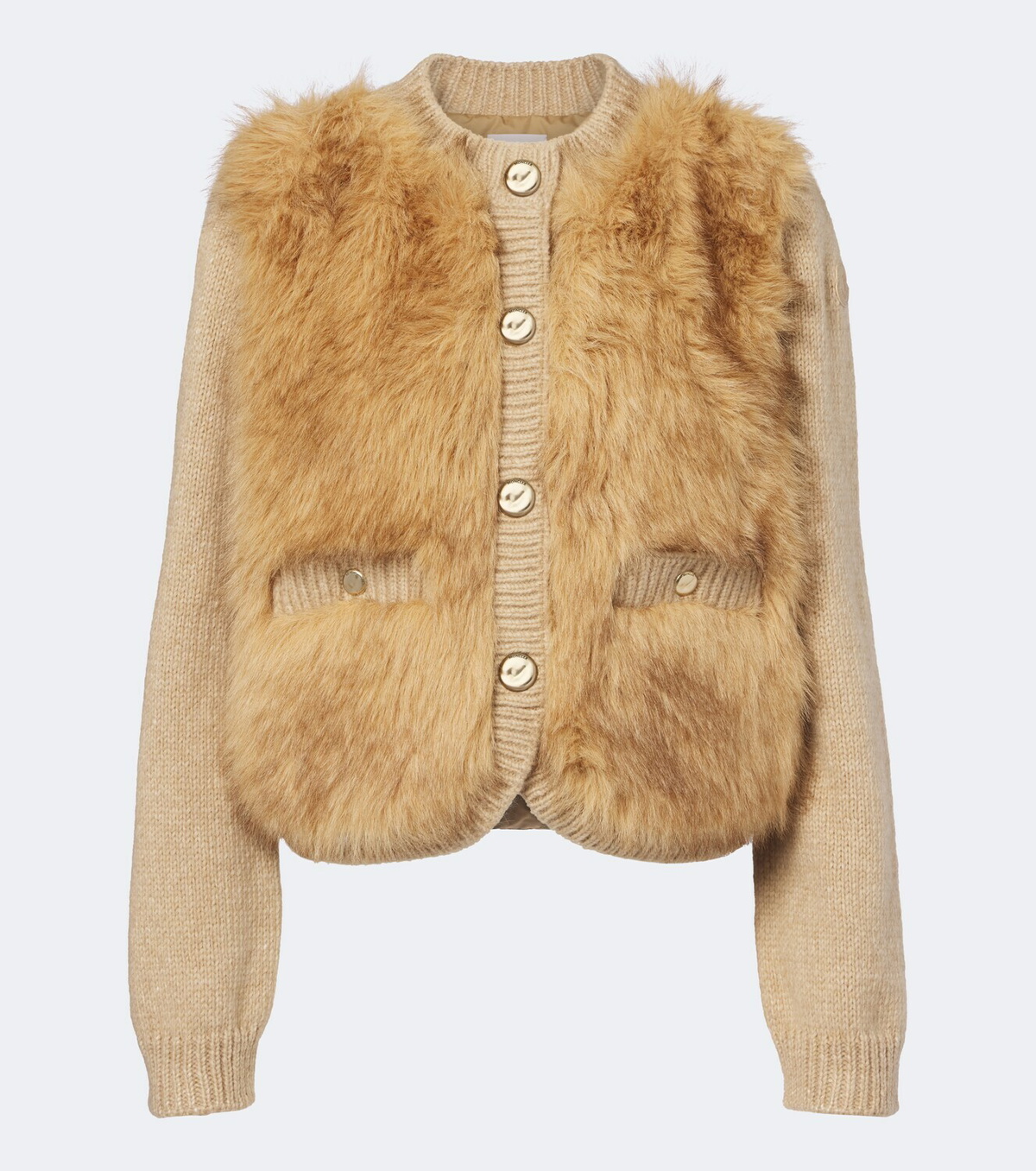 Moncler Alpaca and wool-blend down-paneled cardigan
