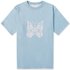 Needles Men's Reversible Logo T-Shirt in Blue Grey
