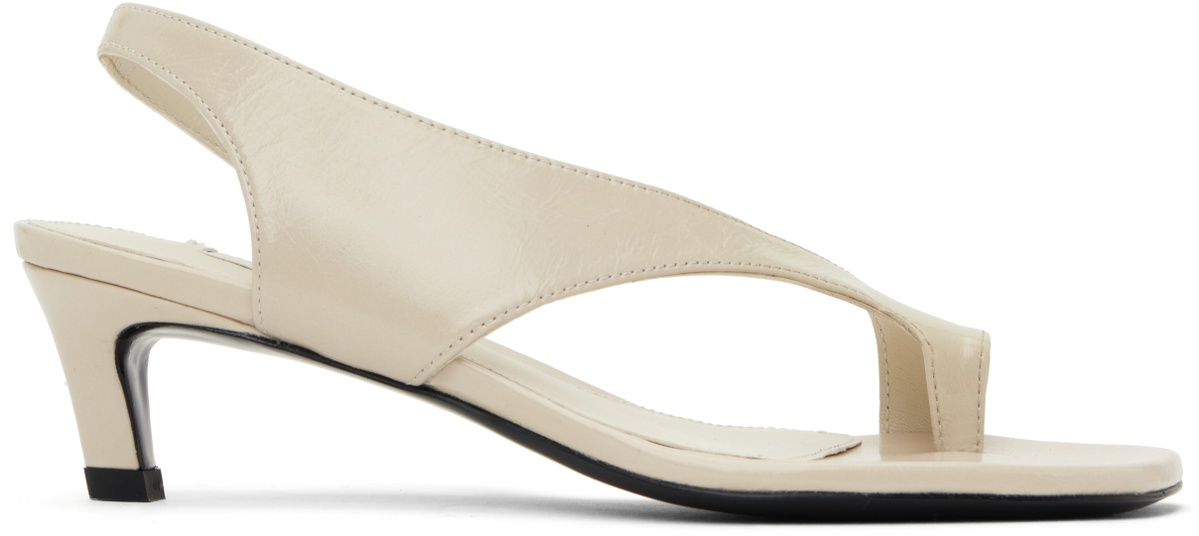 TOTEME Beige Naplack Leather Thong Heeled Sandals
