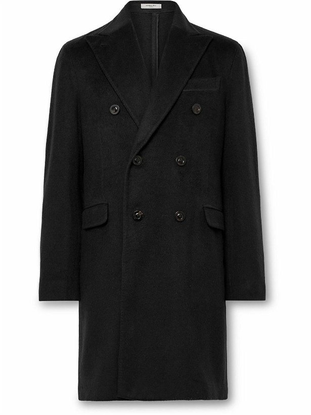 Photo: Boglioli - Double-Breasted Brushed-Cashmere Overcoat - Black