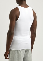 Versace Logo-embroidered Stretch-cotton Vest White And Black