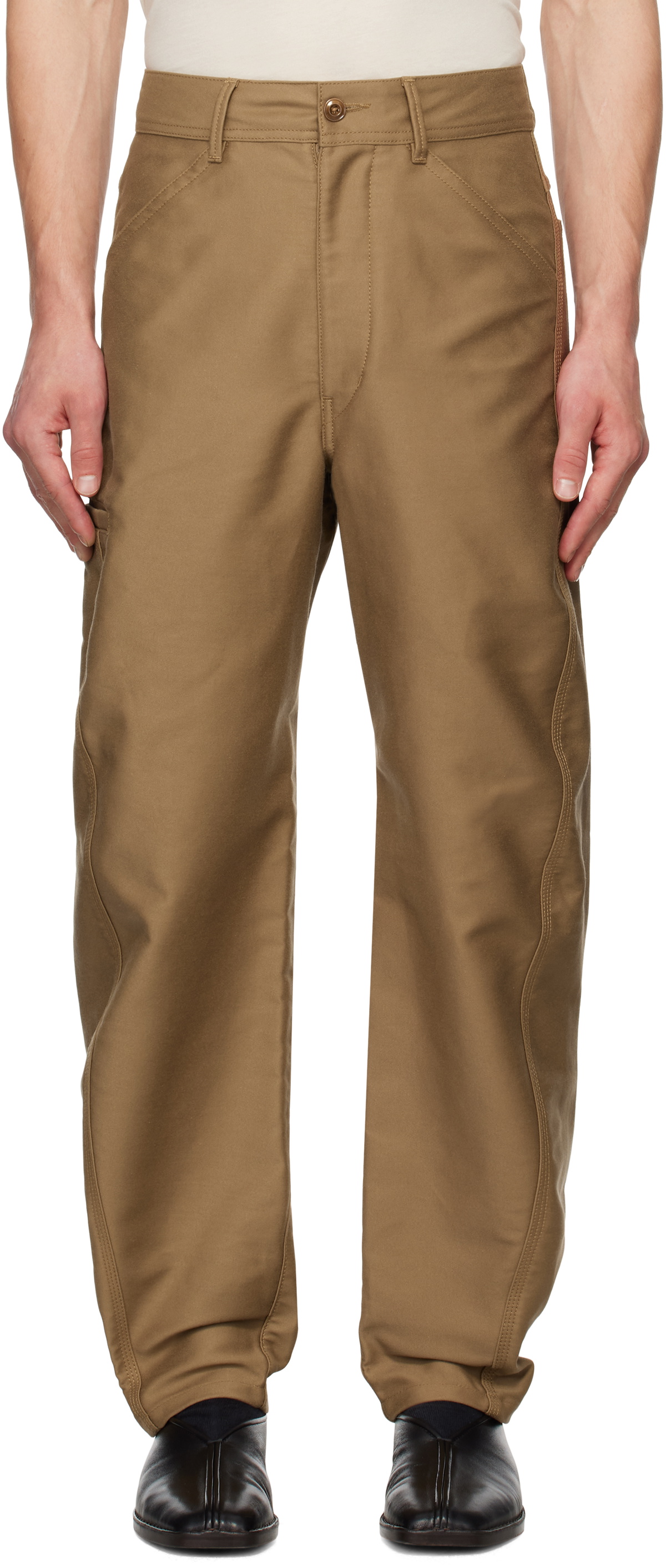 LEMAIRE Tan Twisted Workwear Trousers Lemaire
