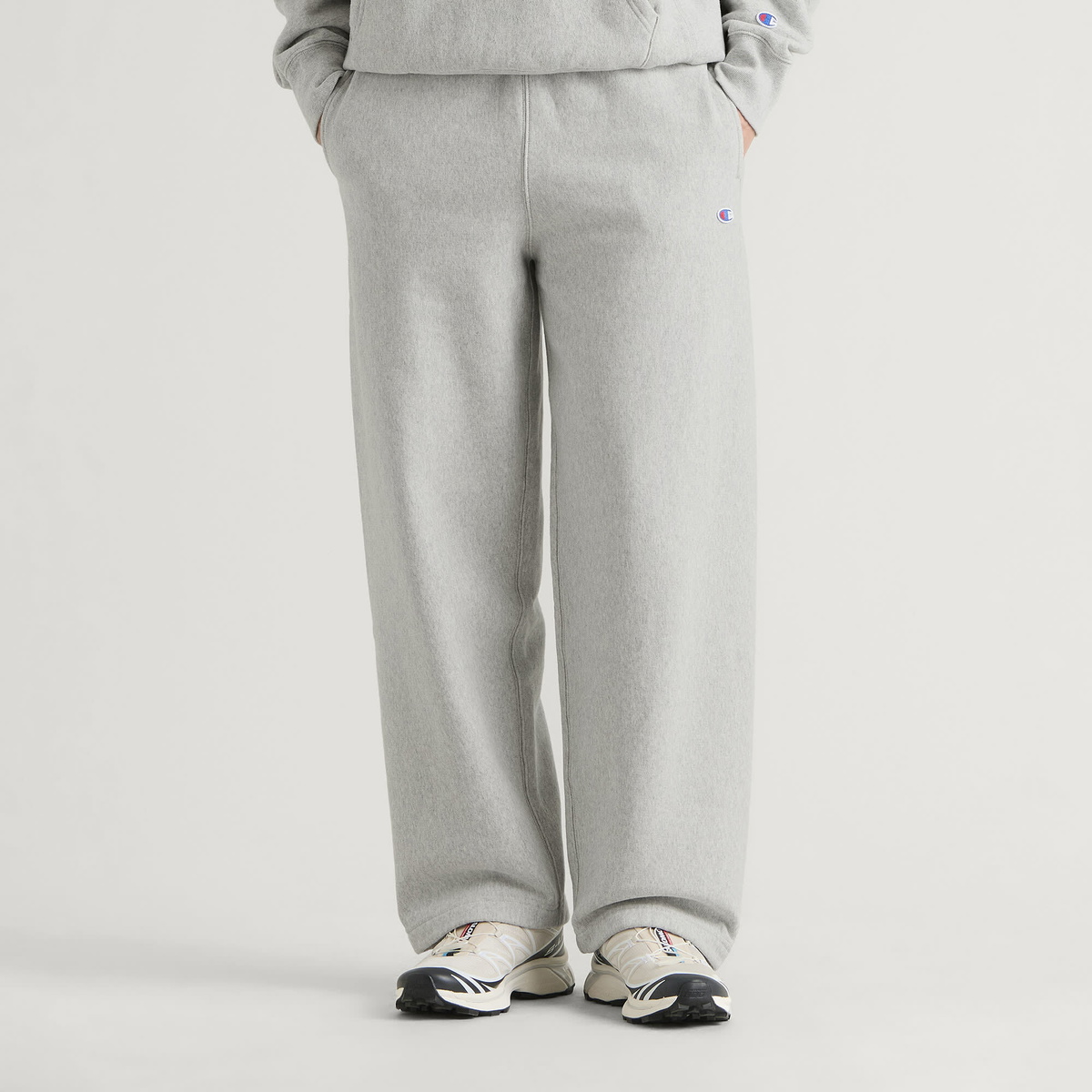Champion Men's Reverse Weave Wide Leg Sweat Pants in Grey Marl