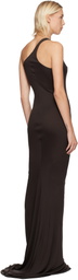 Rick Owens Lilies Brown Concordians One Shoulder Maxi Dress