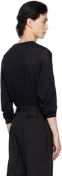 LEMAIRE Black Scoop Neck Long Sleeve T-Shirt