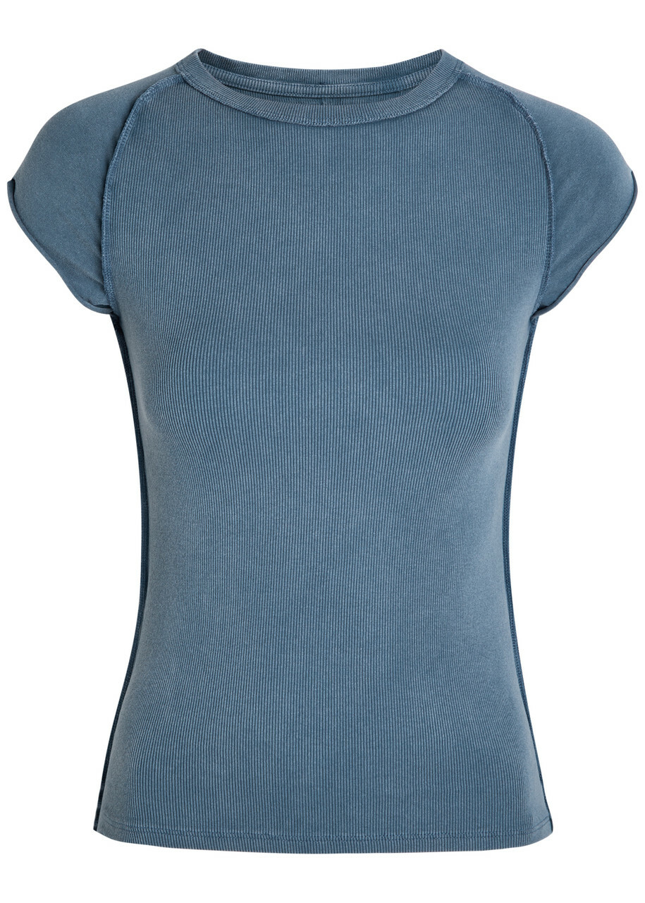 Free People Ever Had Ribbed Stretch-cotton T-shirt Blue