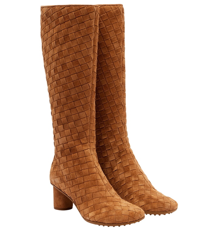 Photo: Bottega Veneta Atomic Intrecciato 50 suede knee-high boots