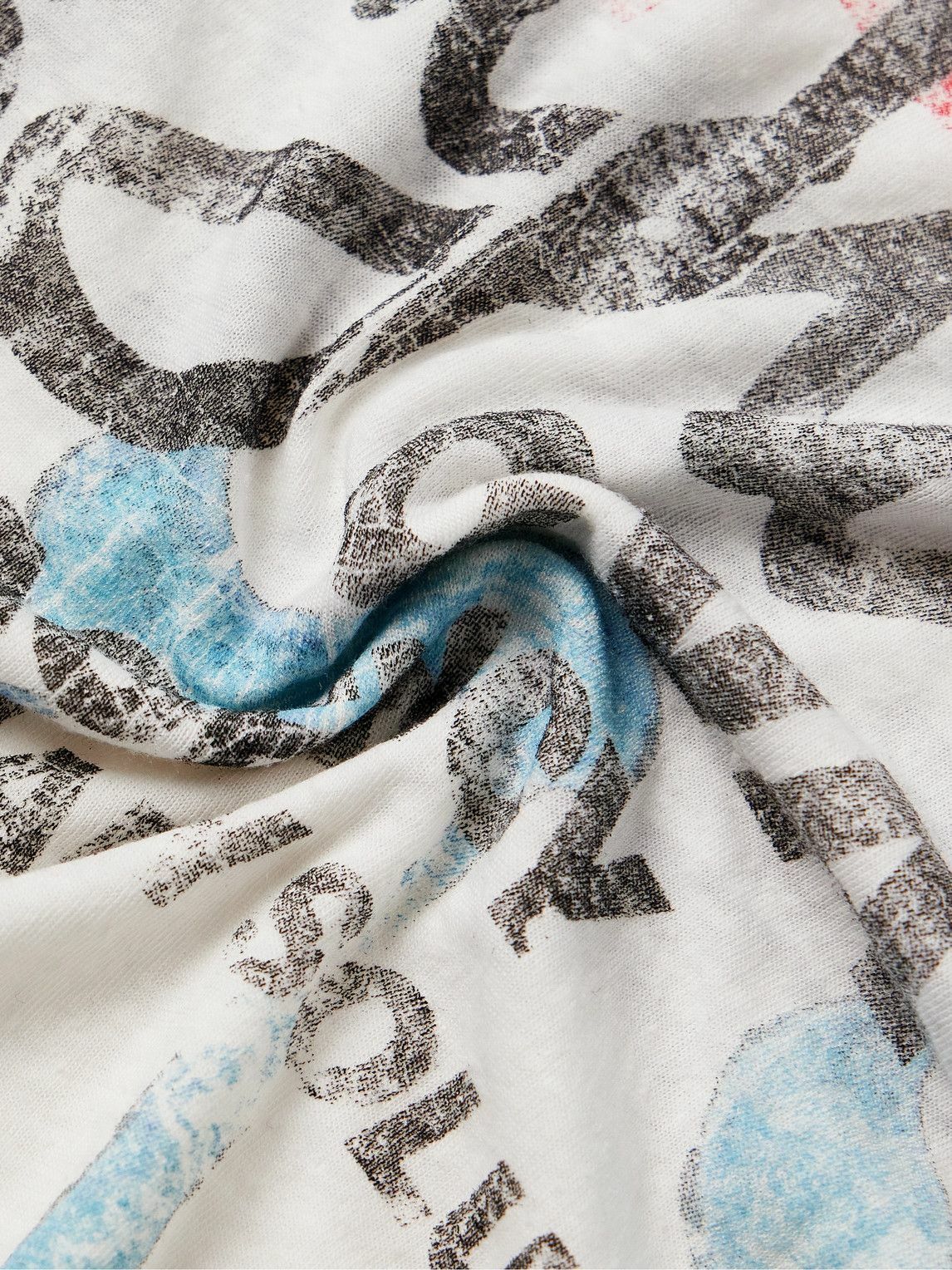 RRR123 - Leaders Logo-Print Stone-Washed Jersey T-Shirt - White