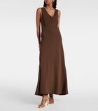 Asceno Bordeaux crêpe maxi dress