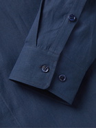 Gabriela Hearst - Ollie Grandad-Collar Linen Shirt - Blue