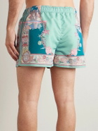Versace - Straight-Leg Mid-Length Printed Swim Shorts - Green
