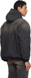 EGONlab Black & Brown Hooded Denim Jacket