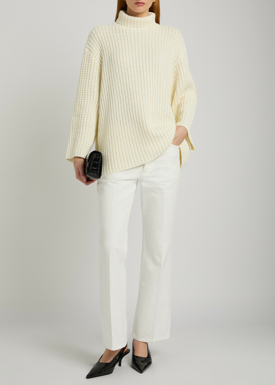 Toteme Whipstitch-knit Cotton-blend Jumper Off White