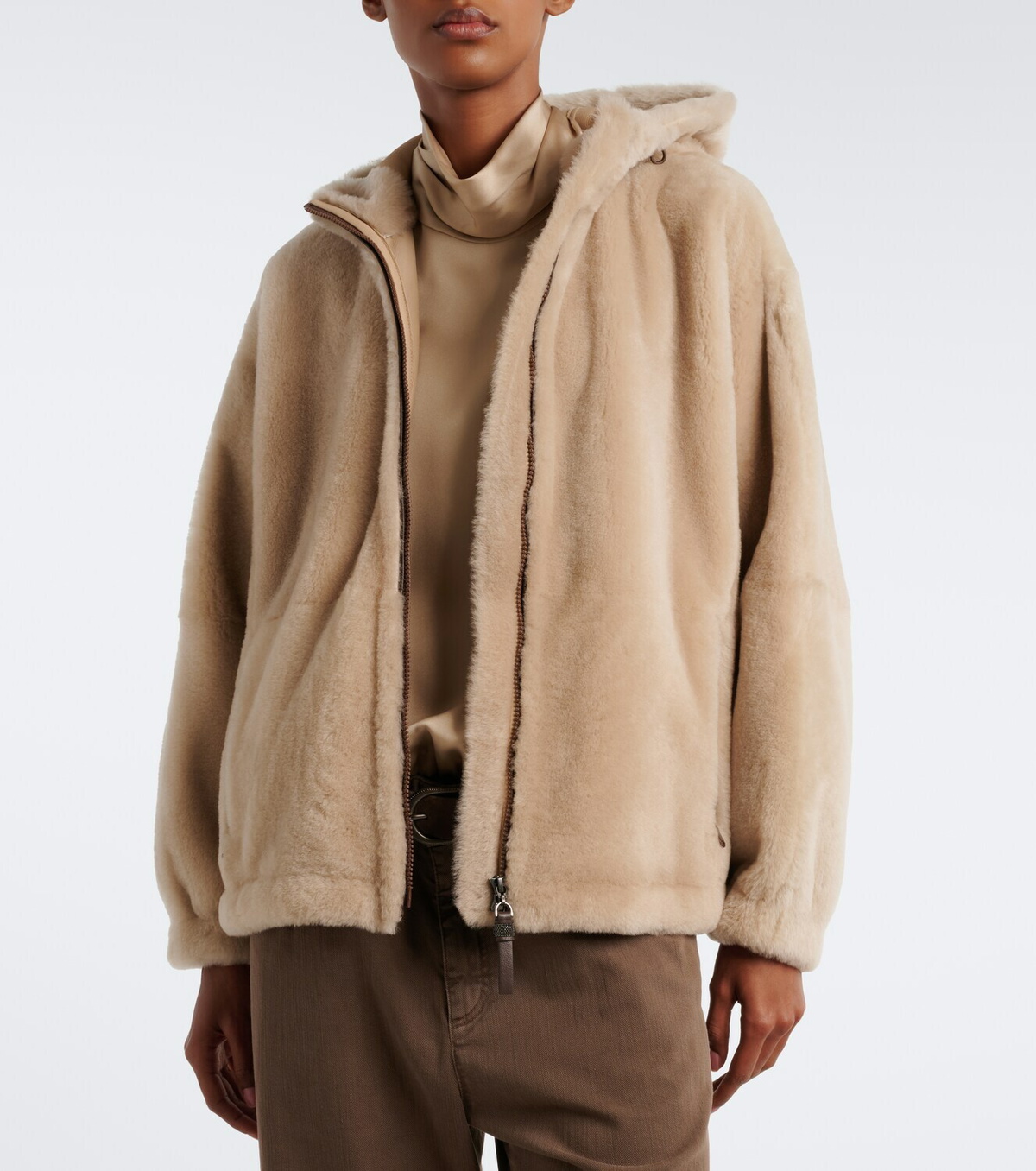 Brunello Cucinelli Monili hooded shearling jacket