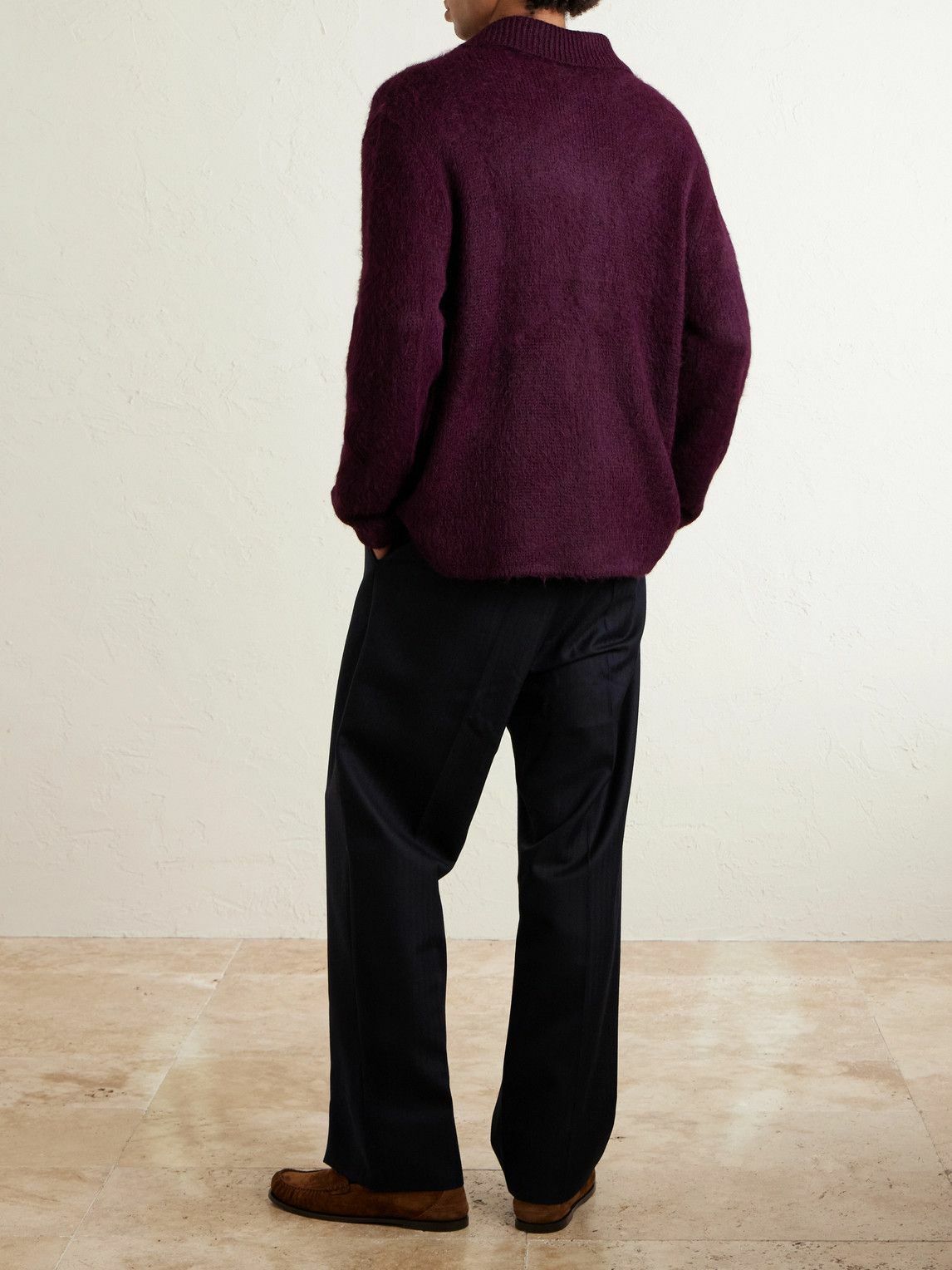 The Elder Statesman - Thistle Alpaca-Blend Cardigan - Burgundy