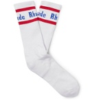 Rhude - Logo-Intarsia Cotton-Blend Socks - White
