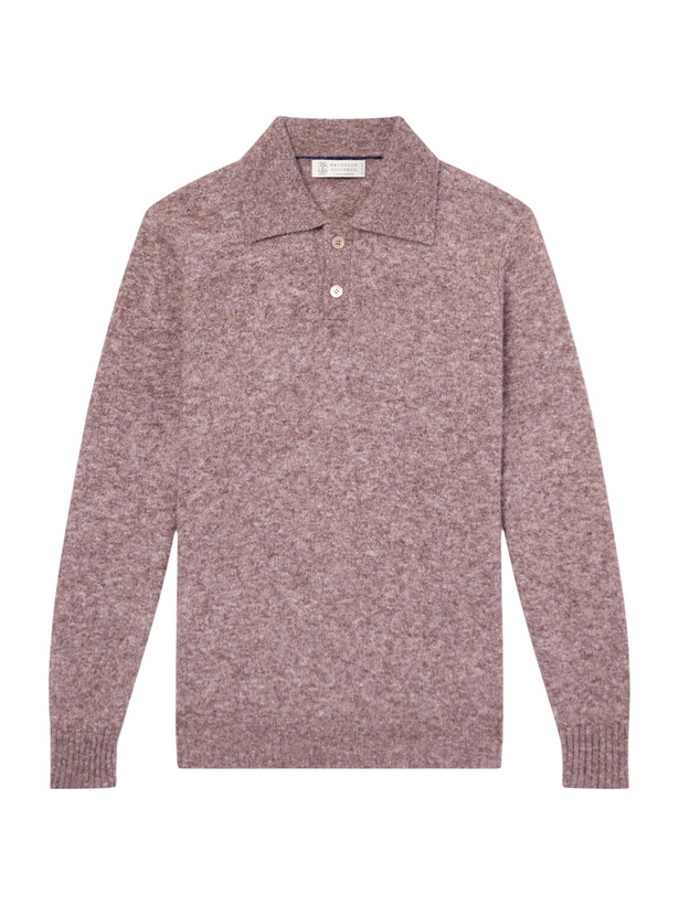 Photo: Brunello Cucinelli - Alpaca-Blend Polo Sweater - Burgundy