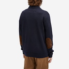 Maison Margiela Men's Long Sleeve Knitted Polo Shirt in Dark Blue