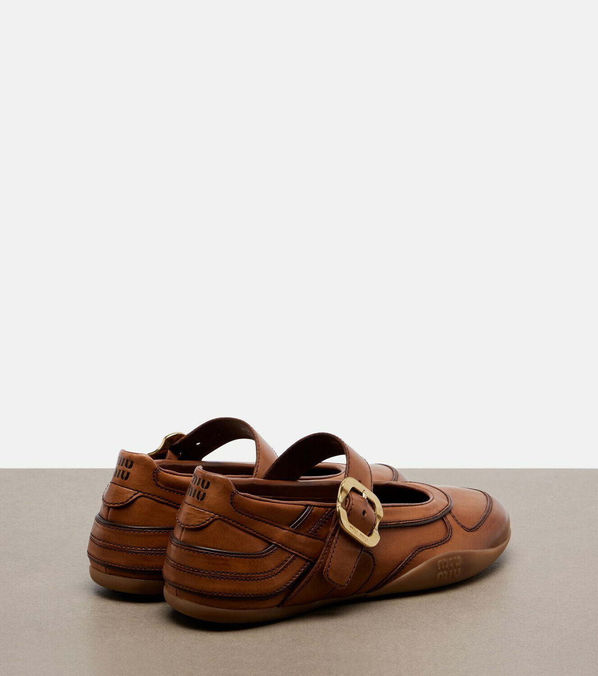 Miu Miu Gymnasium leather Mary Jane flats