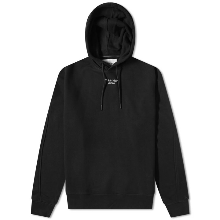 Photo: Calvin Klein Men's Stacked Logo Hoody in Black