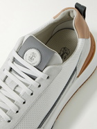 Brunello Cucinelli - Leather and Suede-Trimmed Mesh Sneakers - White