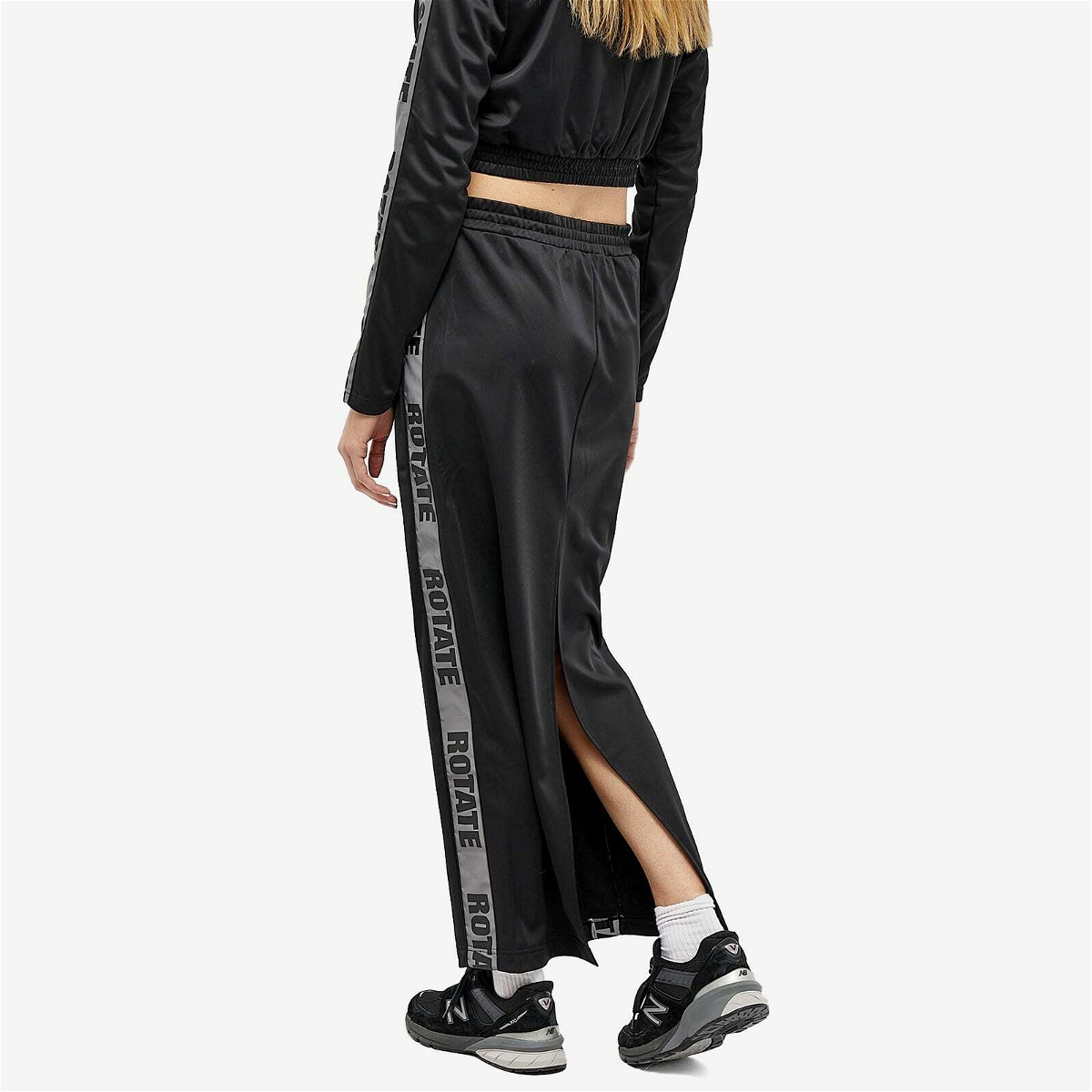 Rotate Women's Sunday Maxi Straight Slit Skirt in Black Rotate