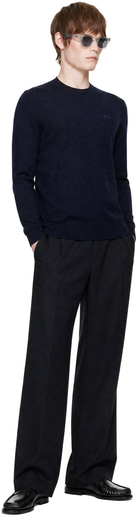 A.P.C. Navy Matt Logo Sweater