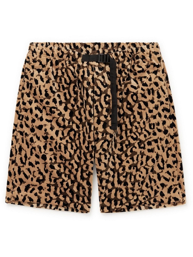 Photo: Wacko Maria - Belted Leopard-Print Cotton-Velour Shorts - Brown