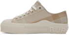 Burberry Beige Cotton Check Low-TopSneakers