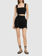 ELIE SAAB - Embroidered Tulle High Rise Shorts