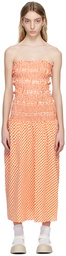 Kenzo Orange & White Kenzo Paris Check Midi Dress