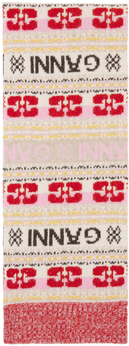 GANNI Multicolor Logo Scarf