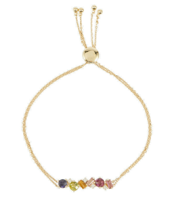 Photo: Suzanne Kalan - 14kt gold adjustable chain bracelet with gemstones