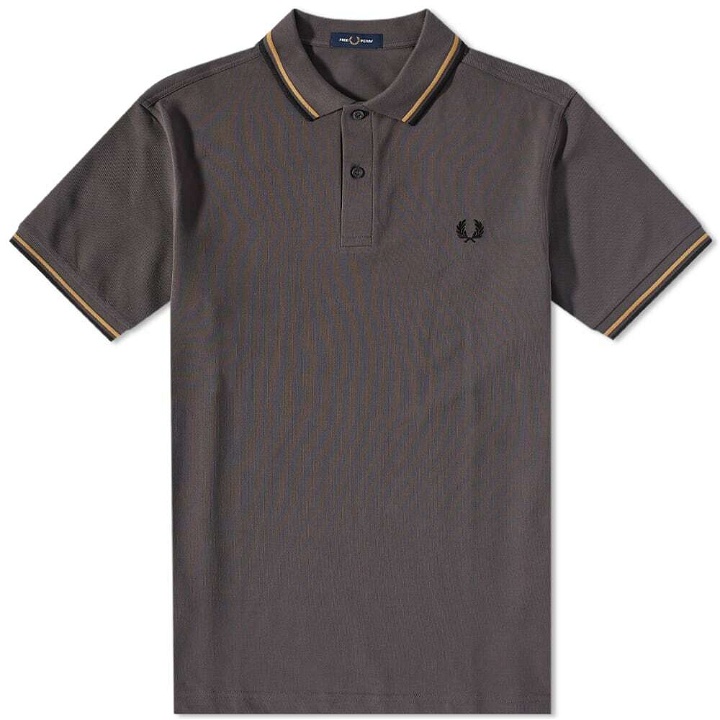 Photo: Fred Perry Authentic Men's Slim Fit Twin Tipped Polo Shirt in Gunmetal/Black