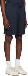 Casablanca Navy Viscose Monogram Shorts