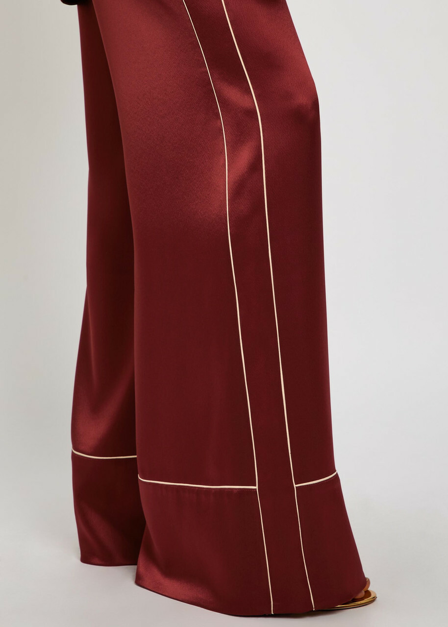 Roksanda Nael Wide-leg Satin Trousers Burgundy