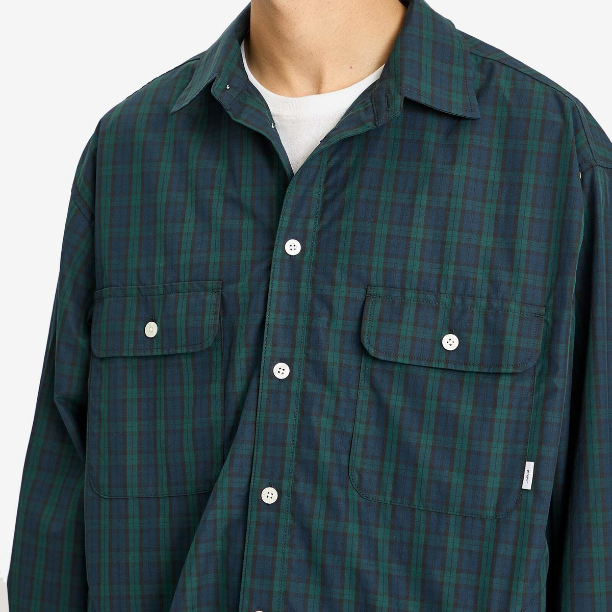 WTAPS Men's Broadcloth Black Watch Check Shirt in Green WTAPS