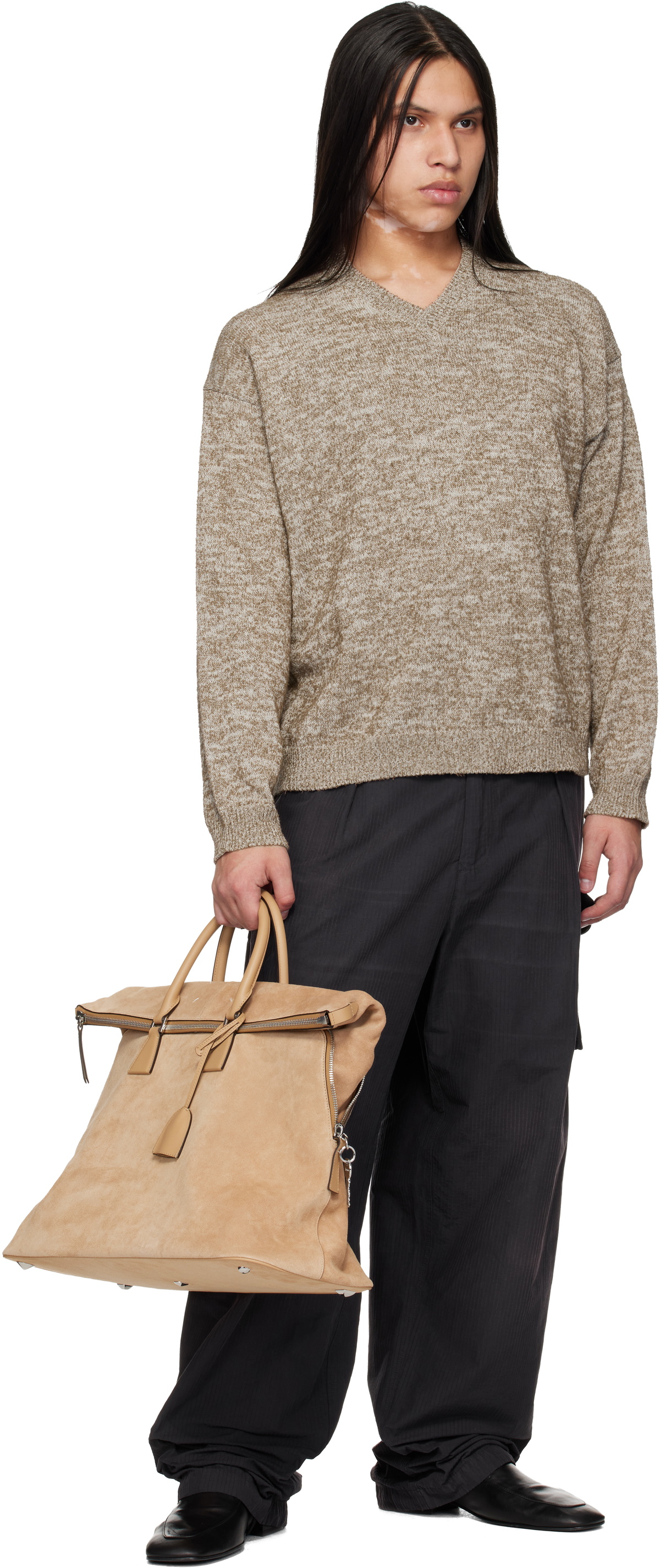 Maison Margiela Brown V-neck Sweater