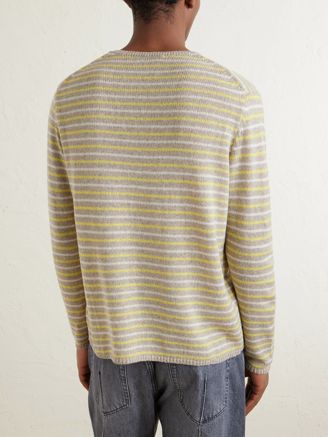 Auralee - Summer Striped Cashmere Sweater - Yellow