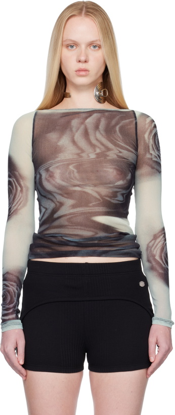 Photo: Jean Paul Gaultier Black & Gray 'The Blurry Roses' T-shirt