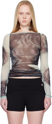 Jean Paul Gaultier Black & Gray 'The Blurry Roses' T-shirt