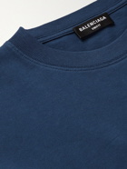 BALENCIAGA - Appliquéd Cotton-Jersey T-Shirt - Blue