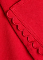 Never Fully Dressed Scallop Cropped Wide-leg Jeans Red