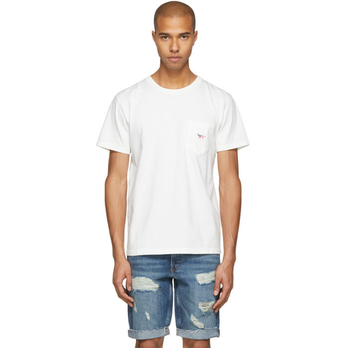 Photo: Maison KitsunÃ© White Tricolor Fox Patch T-Shirt 