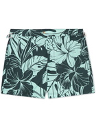 TOM FORD - Slim-Fit Short-Length Floral-Print Swim Shorts - Green