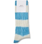 Mr P. - Ribbed Striped Cotton-Blend Socks - Light blue