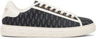 Versace Navy & Black Greca Jacquard Canvas Sneakers