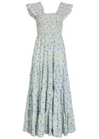 Rixo Kendall Floral-print Cotton Midi Dress Black And White