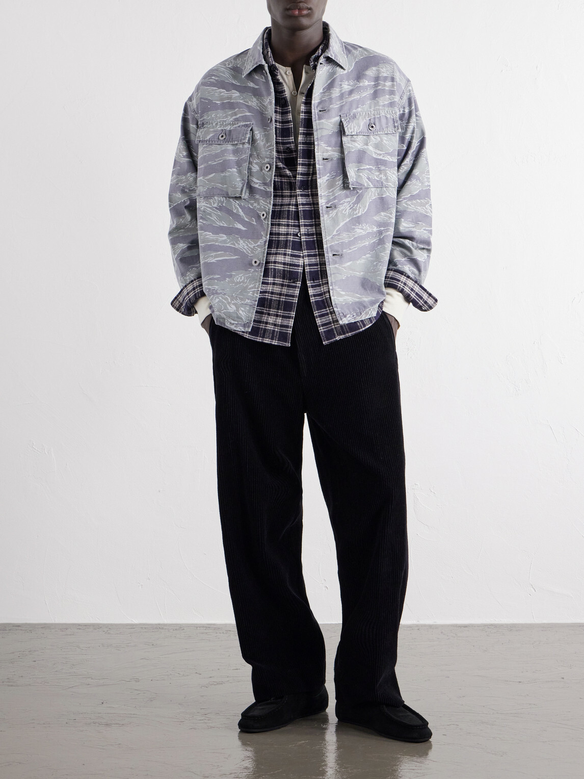 A.PRESSE - Checked Cotton and Silk-Blend Twill Shirt - Blue