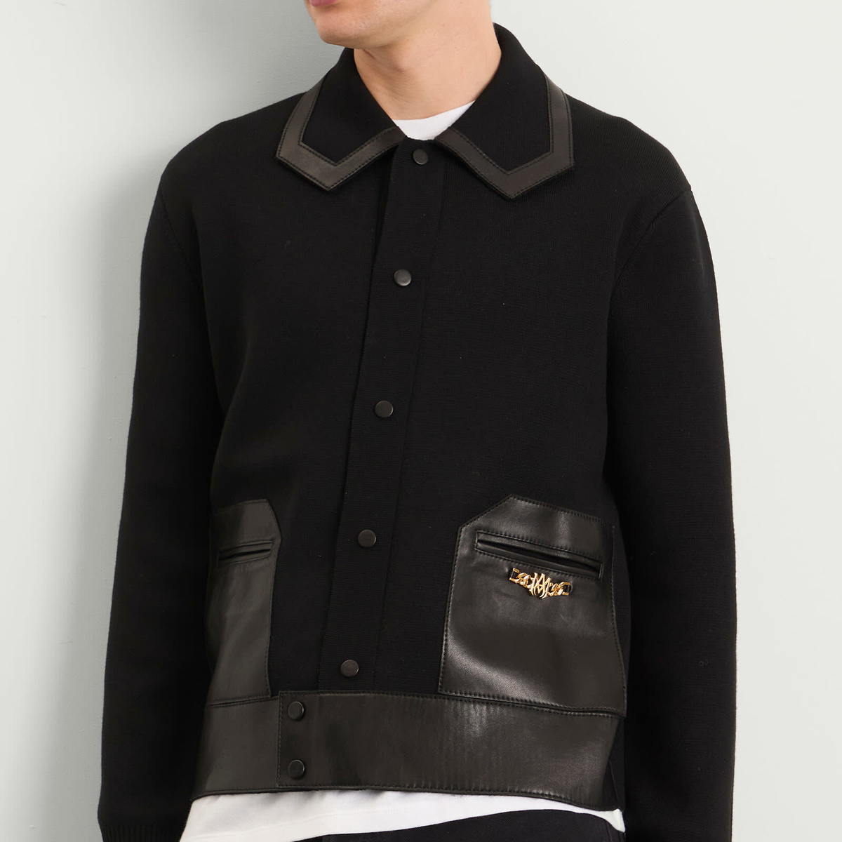 AMIRI Men's Leather Patch MA Cardigan in Black